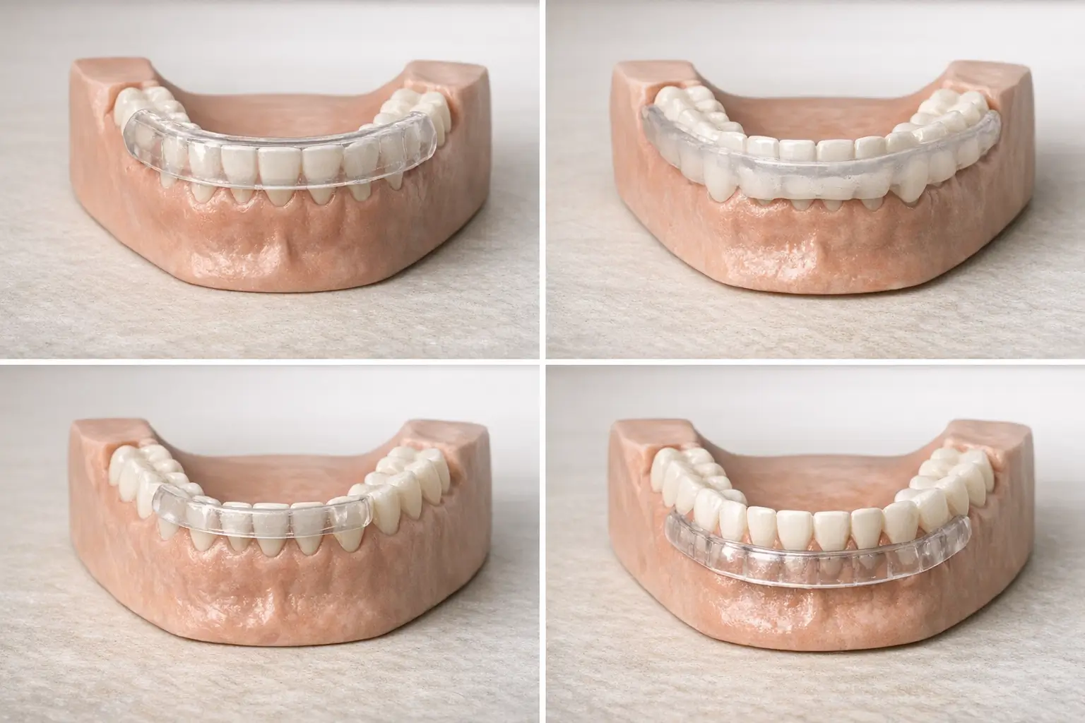 Diagram of occlusal splint types on jaws