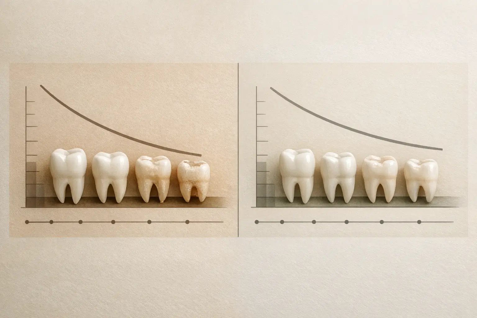 Chart comparing enamel wear in bruxers vs non-bruxers