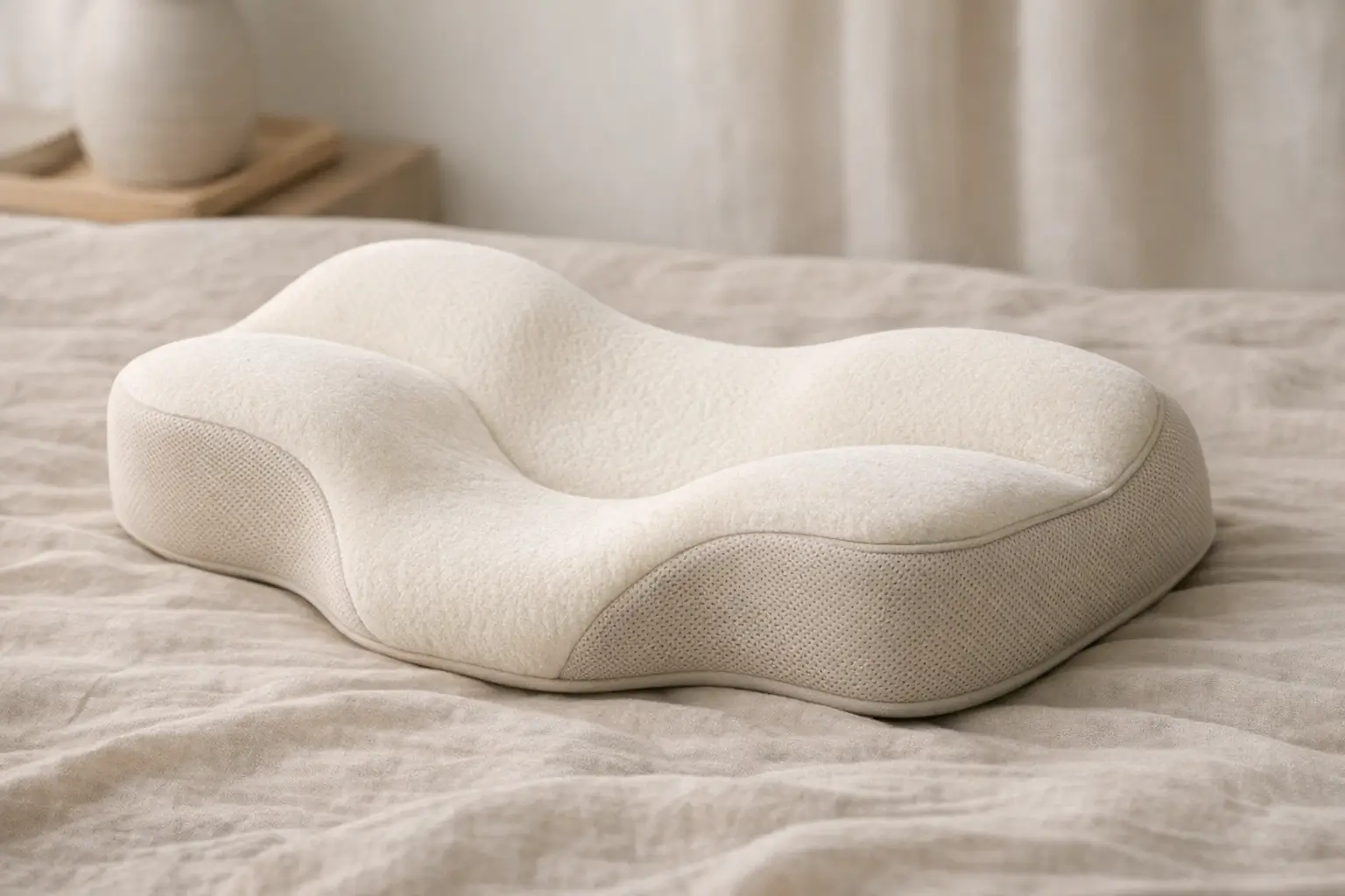 Photo of ergonomic pillow for jaw and neck support