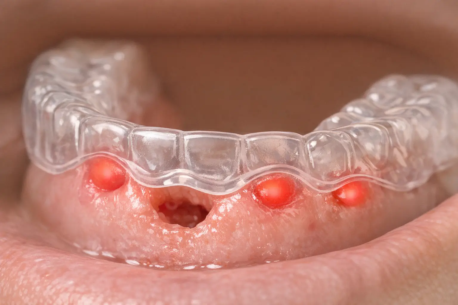 Night guard pressure points on gums post-extraction
