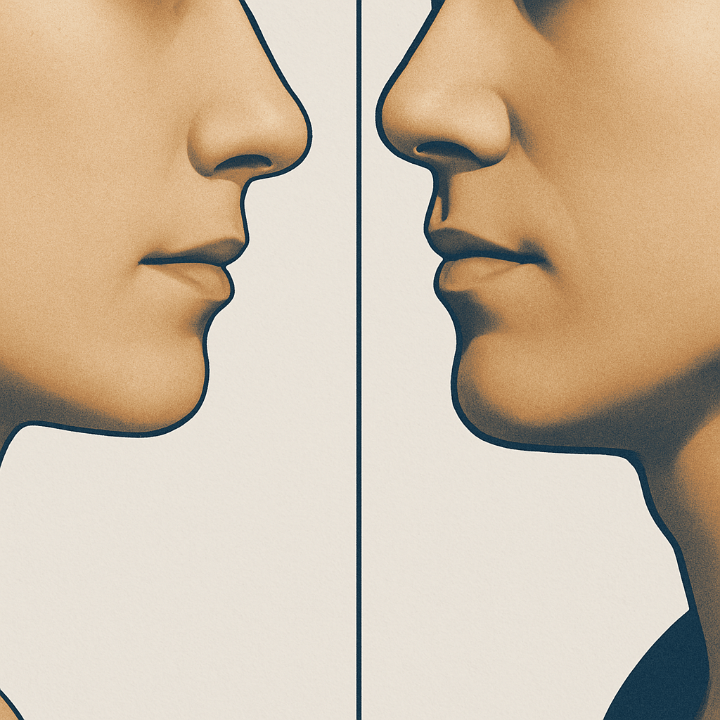 normal vs enlarged jawline