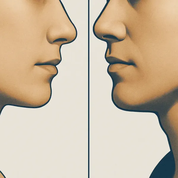 normal vs enlarged jawline