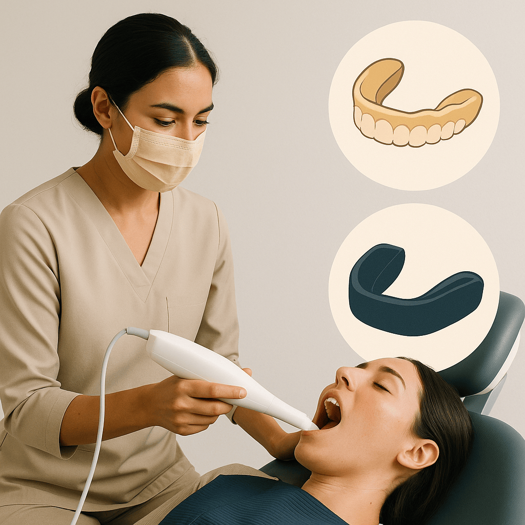 dentist diagnosing TMJ and best night guard